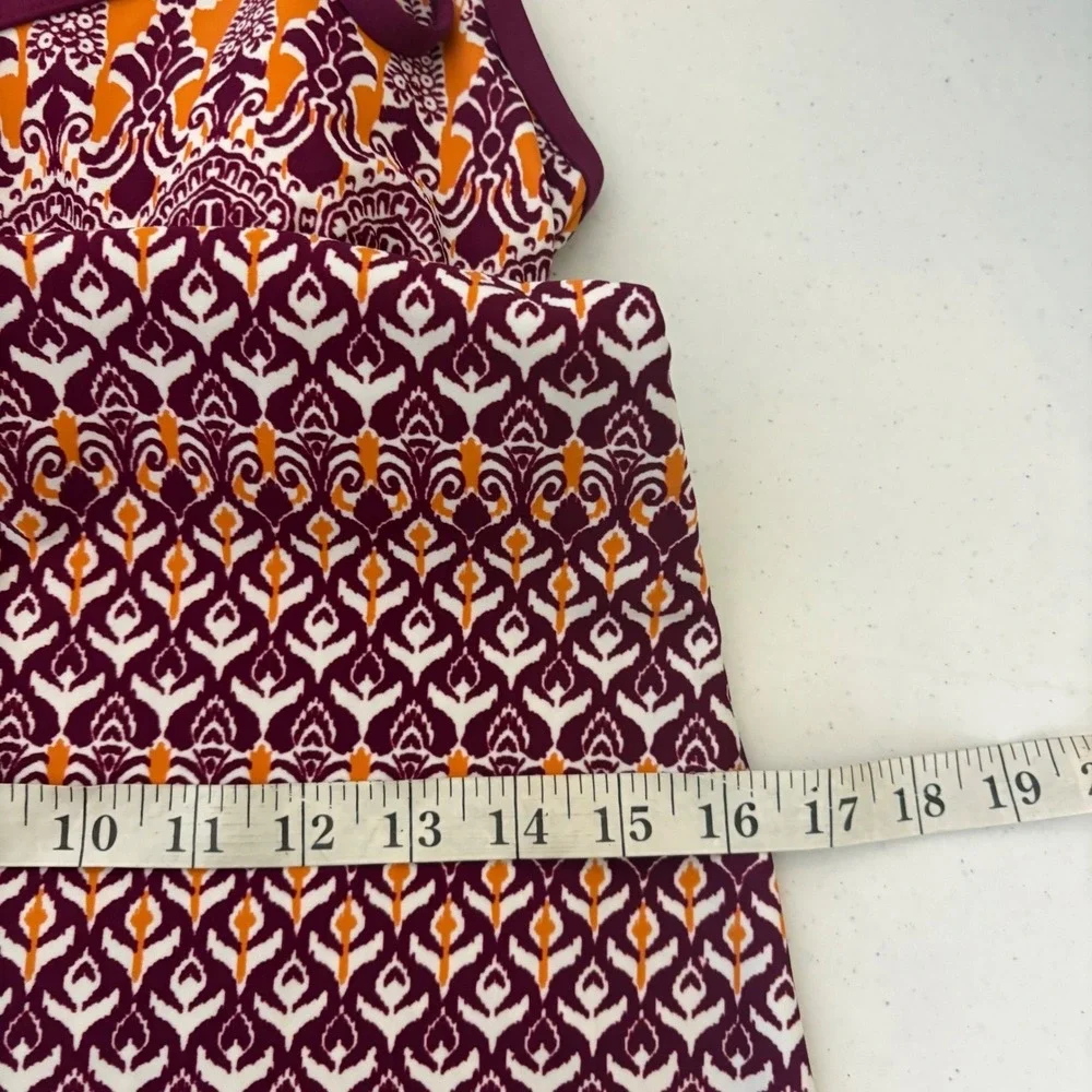 Athleta Purple Red Ombre‎ Paisley Geometric Strappy Shelf Bra Swim Dress XXS